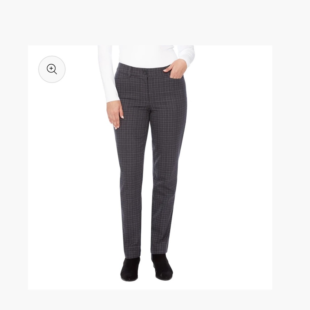 Tailored Gray Plaid Straight-Leg Trousers slim fit size 6 NWT